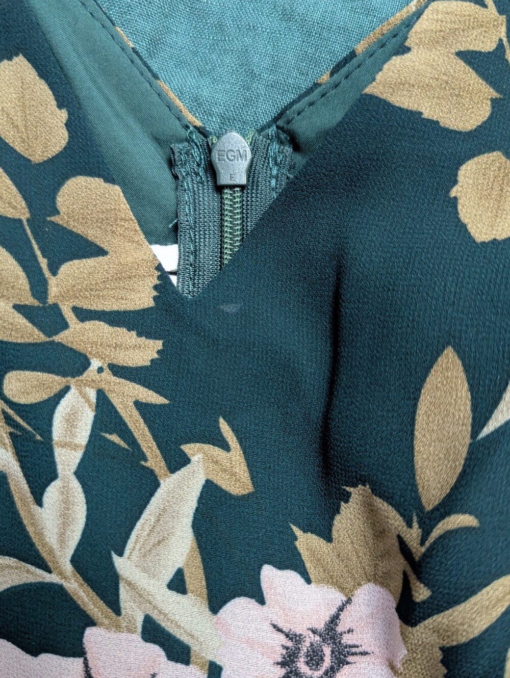 JJ's House Hiliana Hunter Green Floral Chiffon Midi Dress Size S Wedding Guest - Picture 7 of 9